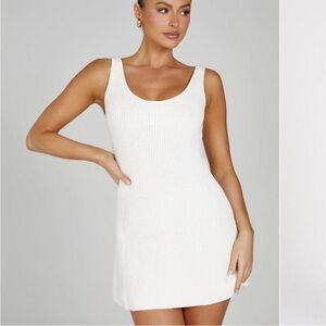 MESHKI Pauline Open Back Knit Mini Dress - White